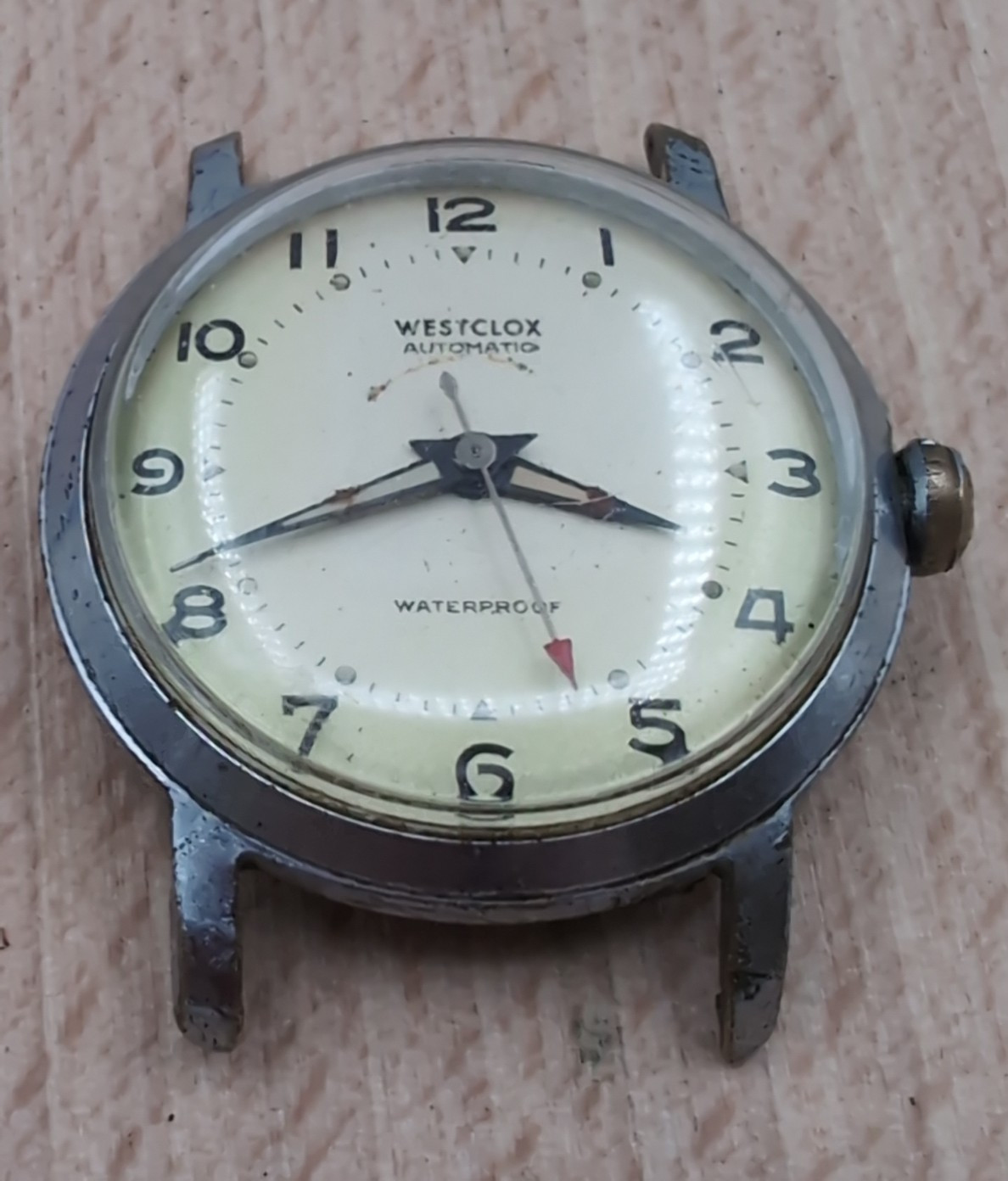 Vintage Westclox Red Pointer Automatic Swiss Wristwatch