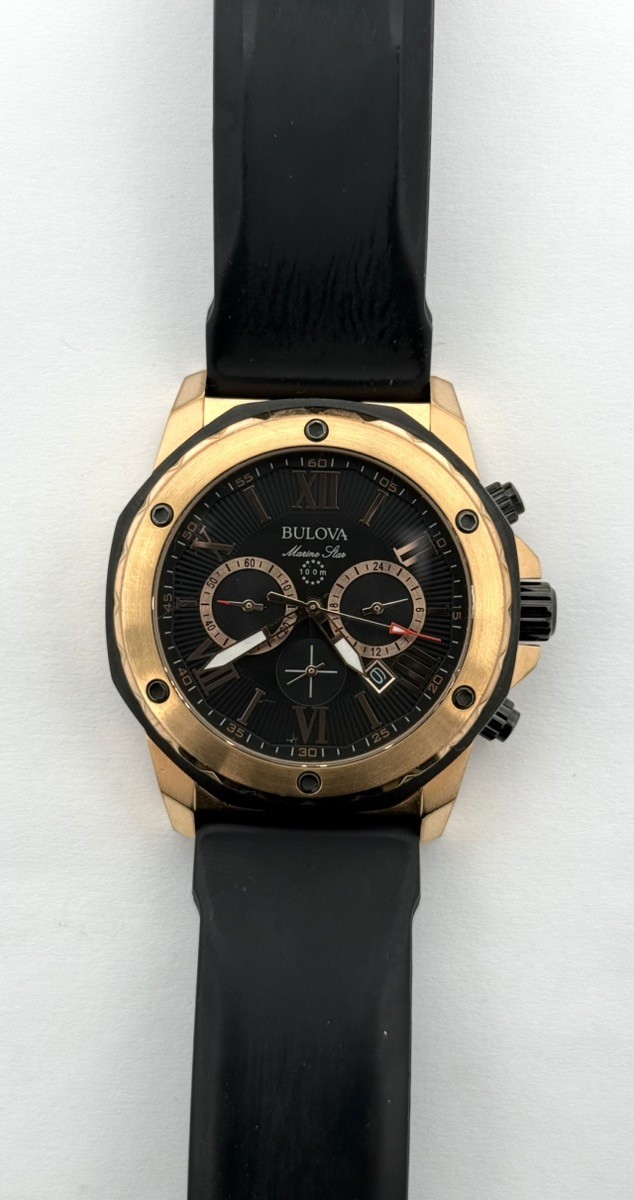 Bulova Marine Star 98B104 Rubber Mens Quartz Chronograph Watch (PO1022798)