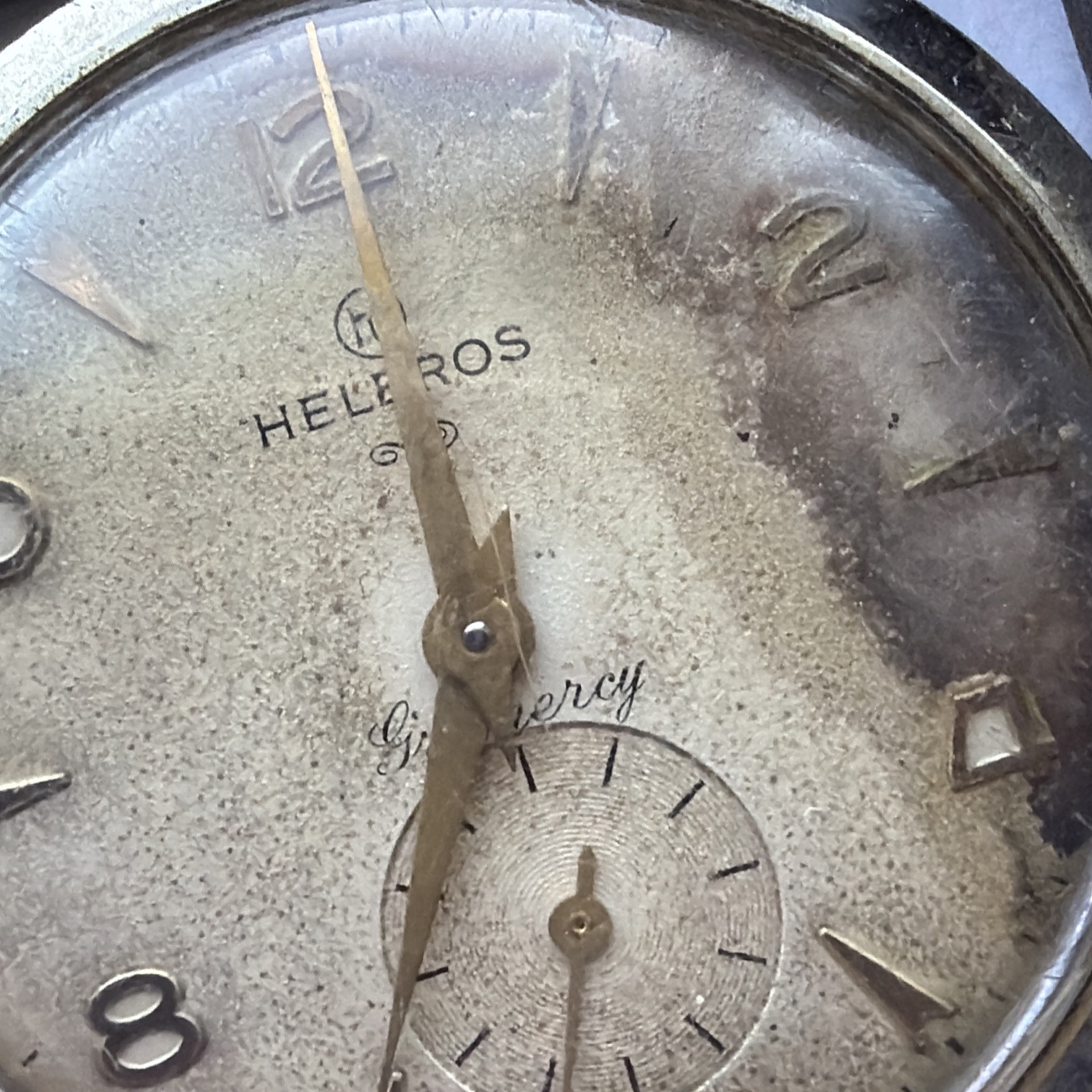 AV23 VTG Mechanical Wind Helbros 33mm Mens Watch Repairs Aluminum Case As Is**