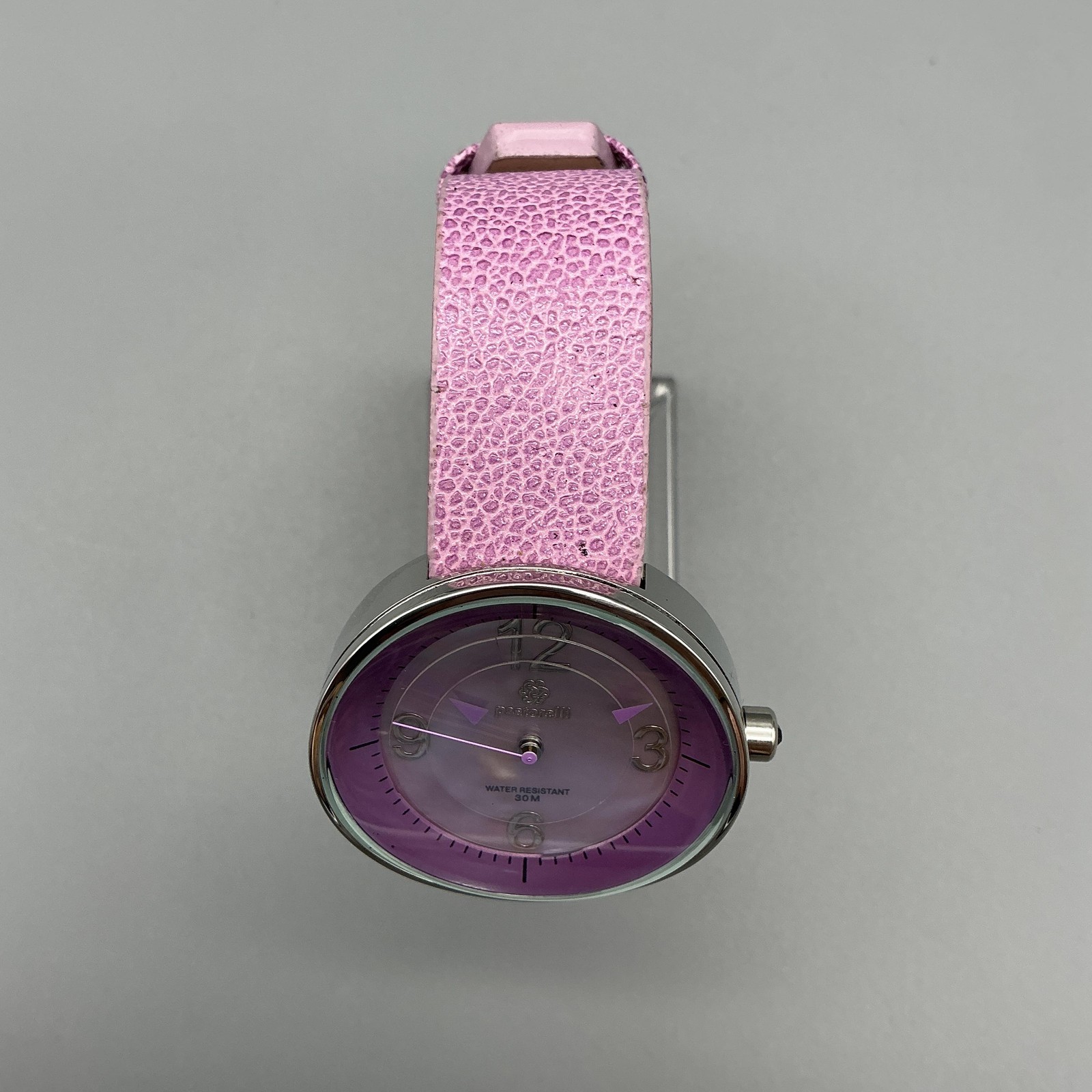 Pastorelli Womens Watch 38mm Purple Dial Pink Leather Strap 30M New Battery