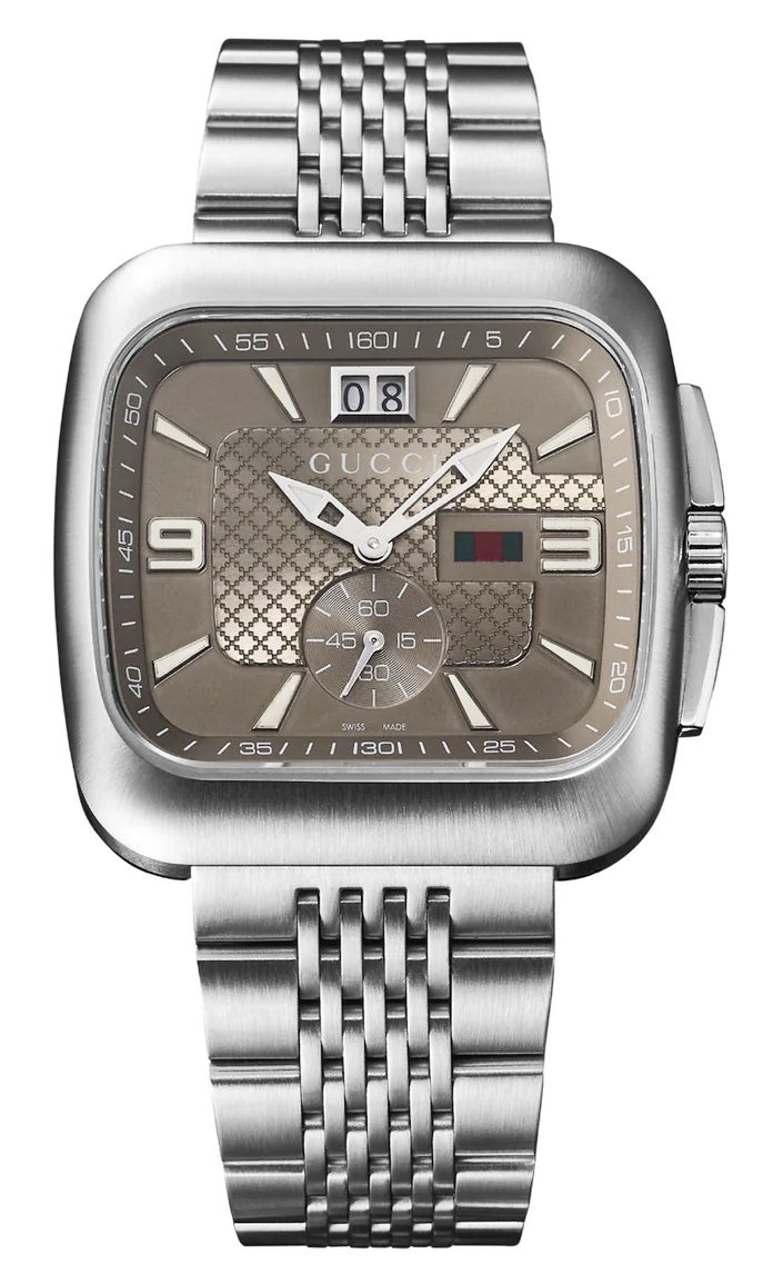 Gucci G-Coupe Stainless Steel Taupe Dial Date Quartz Mens Watch YA131301