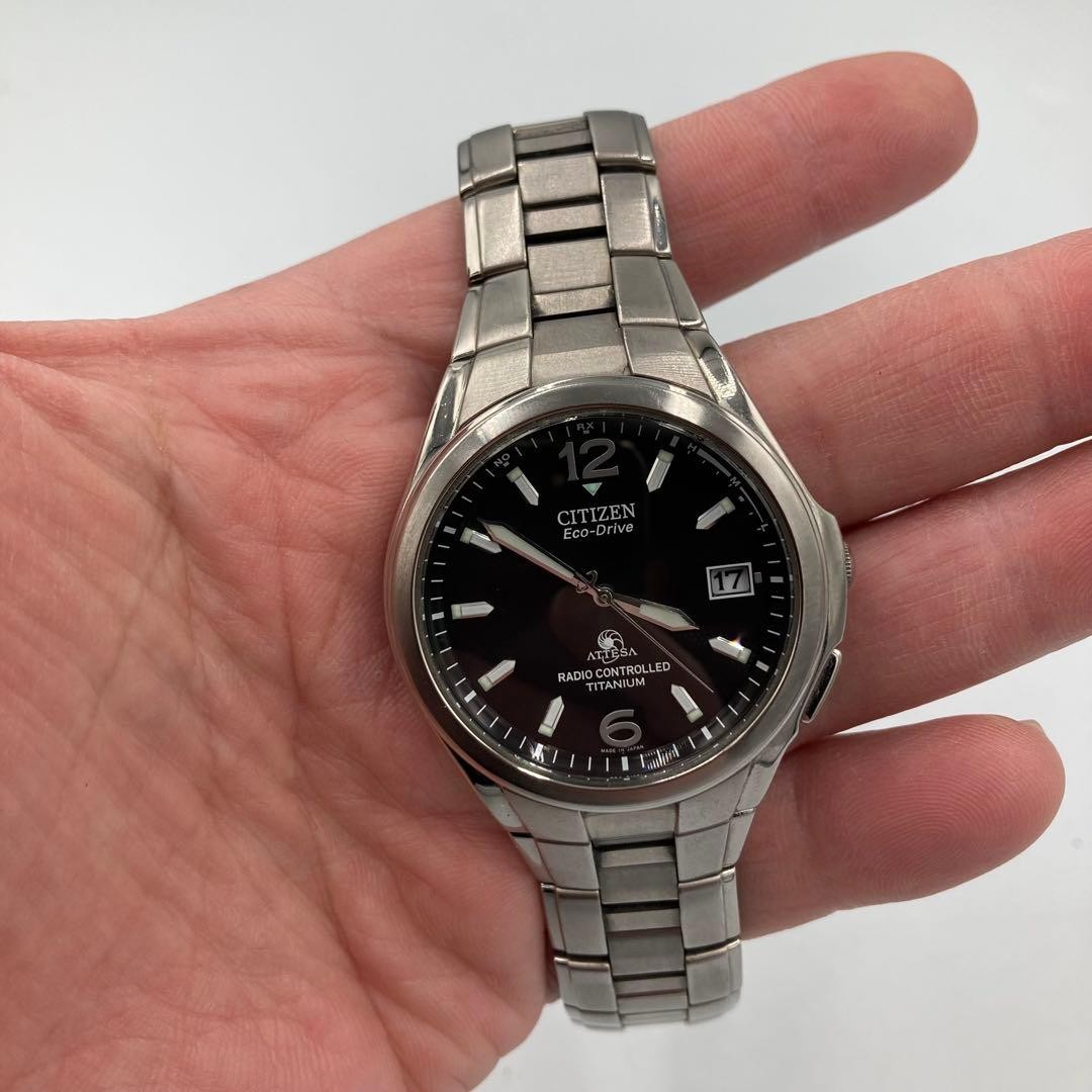Citizen Titanium H410-T003788 Attesa Eco Drive Radio Silver Watch from Japan