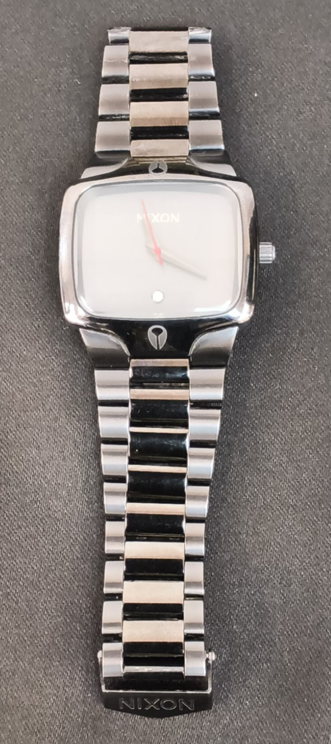 Nixon The Player Yes It’s Real Gray Steel Square Analog Quartz Mens Watch #W5173