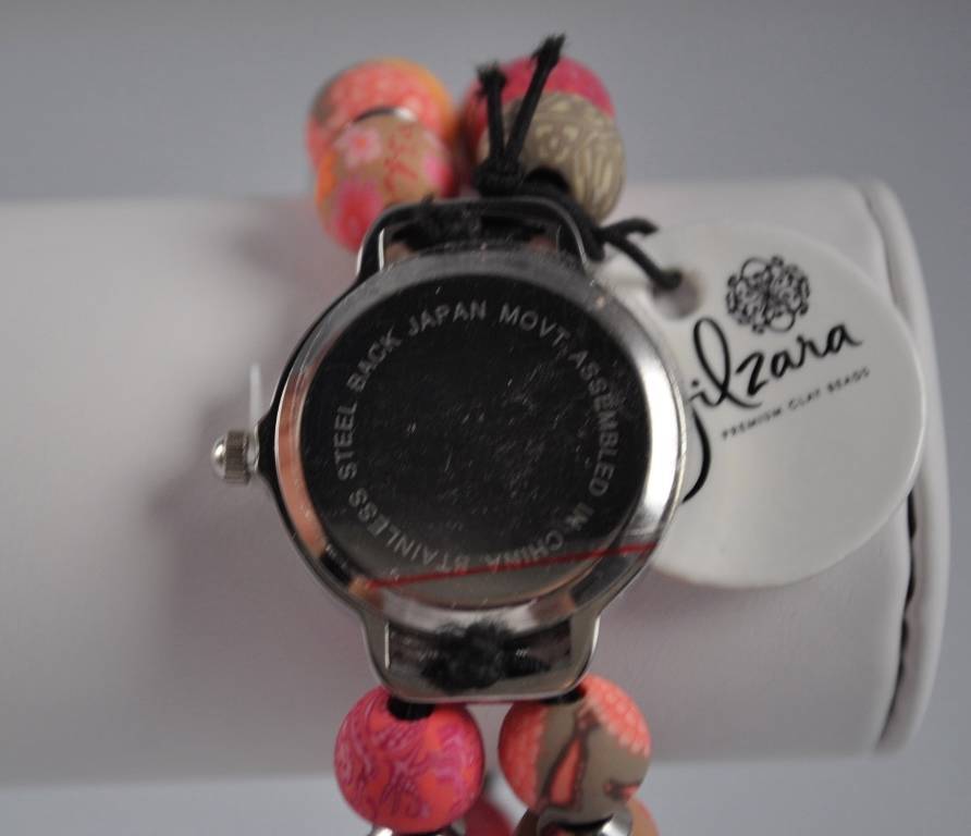 Jilzarah Southern Peach Round Watch Polymer Clay Beads Handcrafted Artisan G22