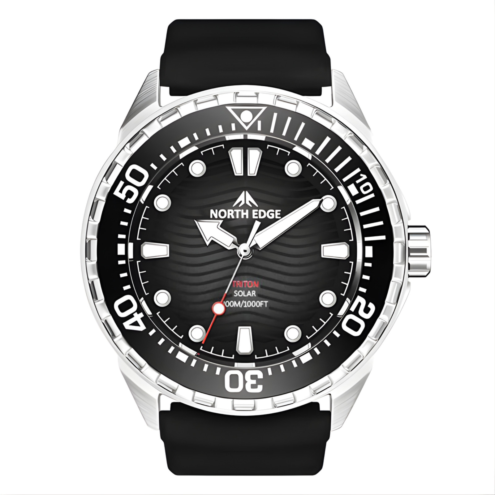 North Edge TRITON Solar Dive Watch Phantom Black 45.8mm 300m Waterproof – New UK