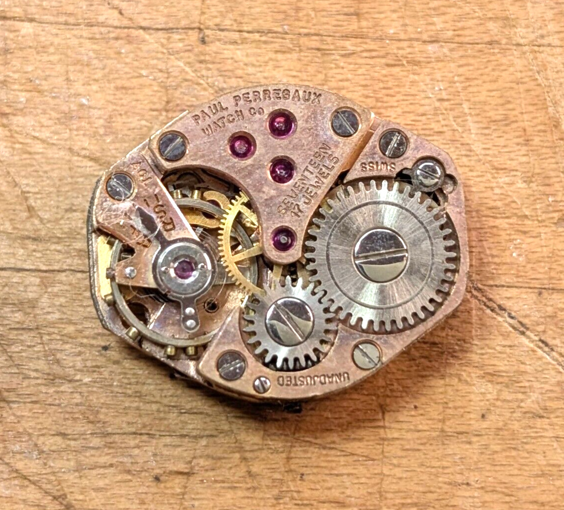 Vintage PAUL PERREGAUX 17 Jewels Women’s 15mm Swiss Watch Movement PARTS REPAIR
