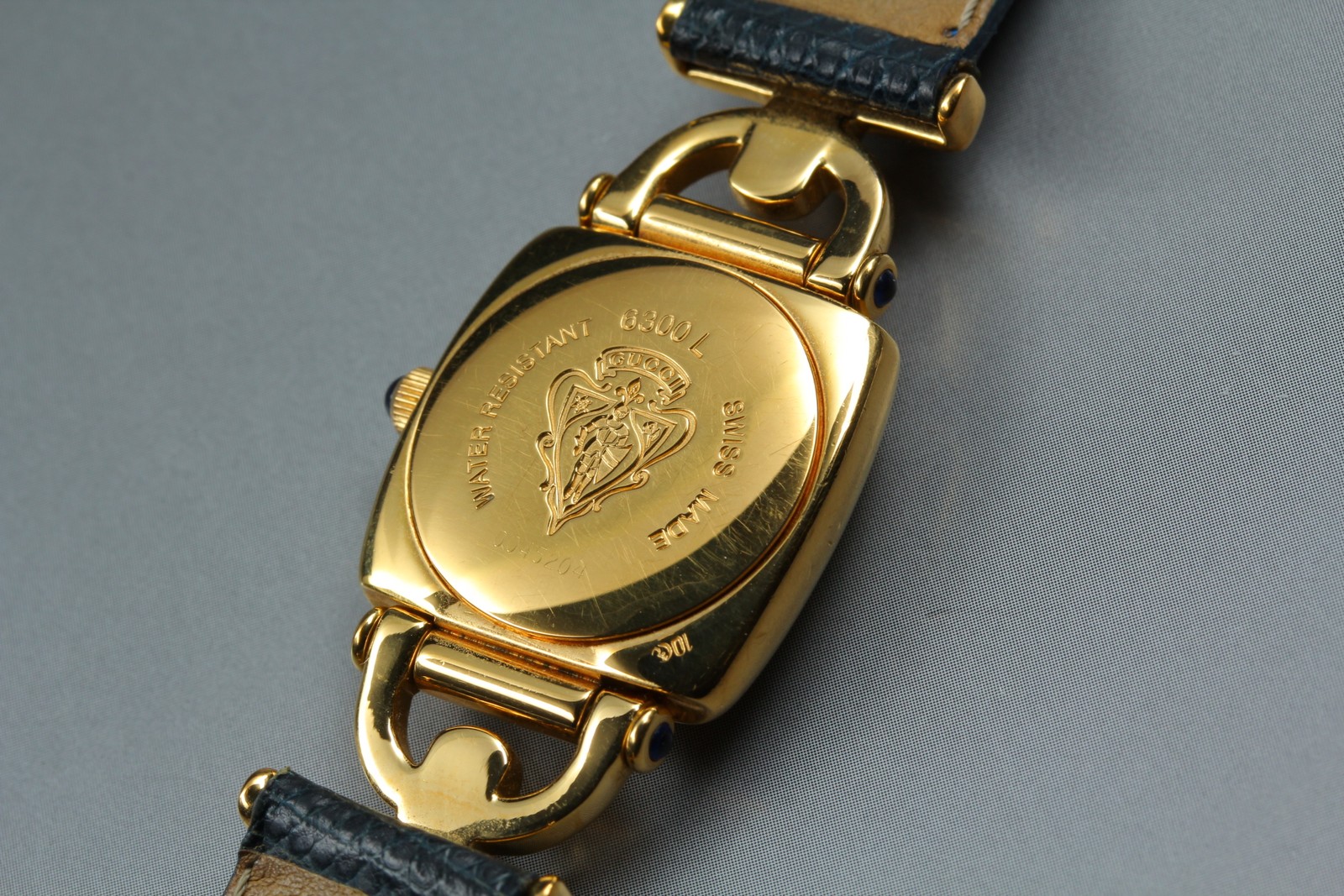 [Exc+5] GUCCI 6300L 22mm White Dial Blue Band Quartz Women’s Watch from JAPAN