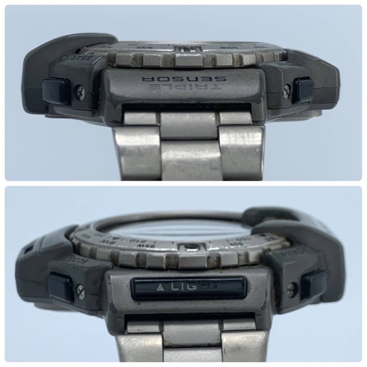 CASIO PRO TREK PRT 411 Quartz Digital Triple Sensor Backlight Titanium Men’s Wat