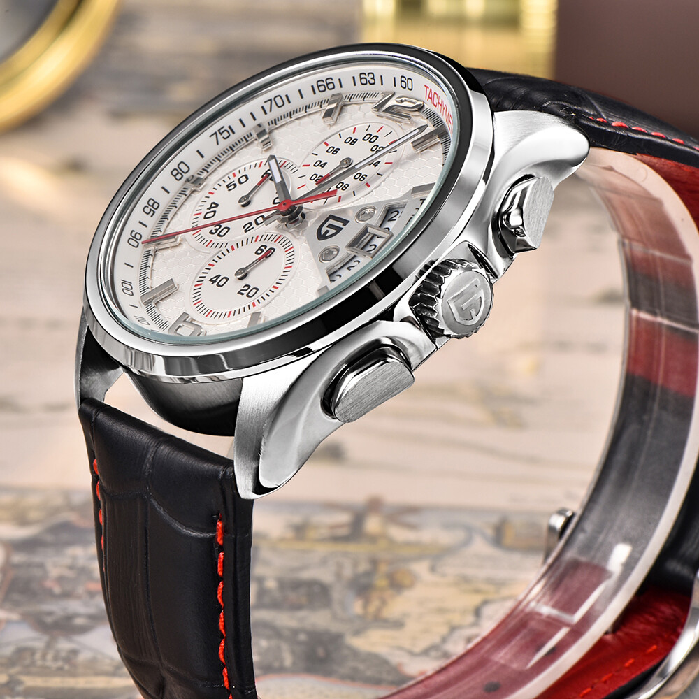 44mm PAGANI DESIGN Men’s Chronograph Watch Quartz Military Wristwatch Gift Box