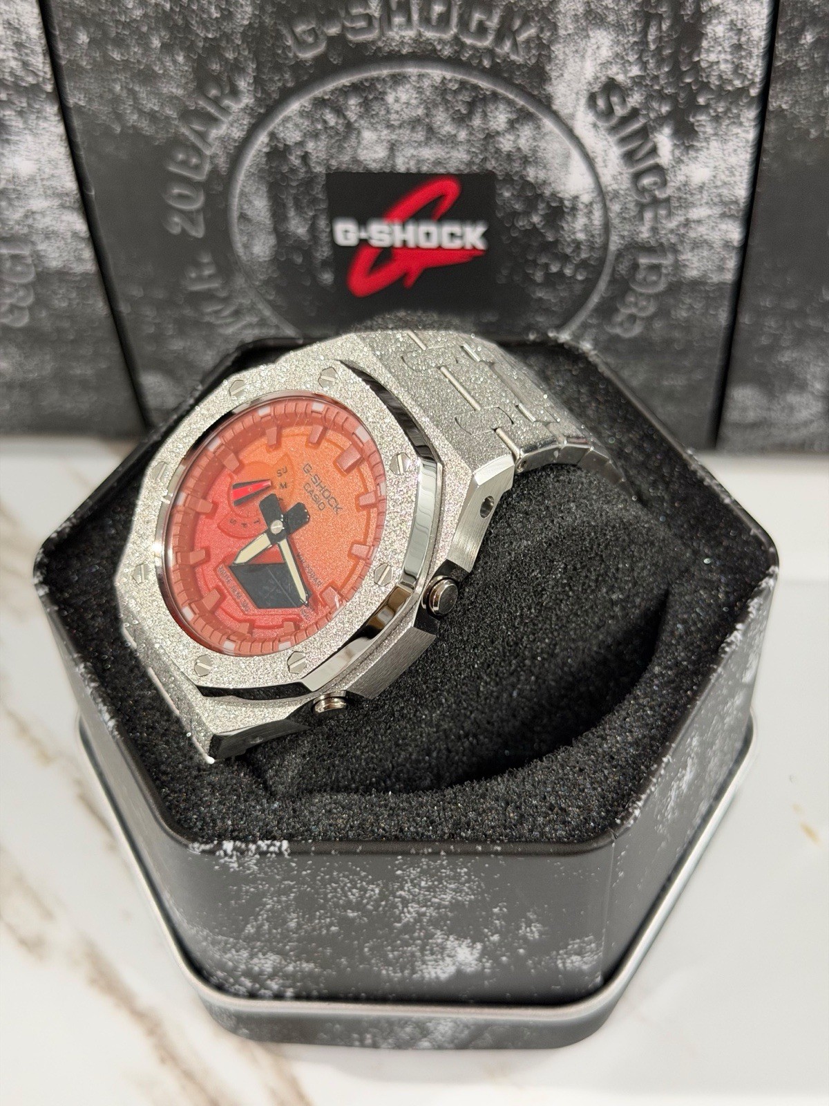 Casio GA-2100 G-Shock Watch – Sandblasted Silver Frosted – Black Dial