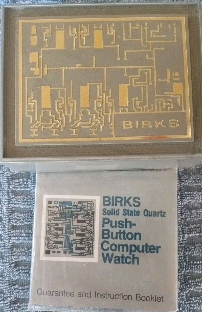 BIRKS SOLID STATE QUARTZ PUSH-BUTTON LED COMPUTER WATCH RARE BOX MANUAL