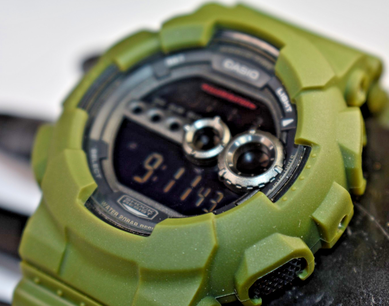 MODIFIED Casio G-Shock GD-100 (3263) Men’s Military Green Watch NEW BATTERY!