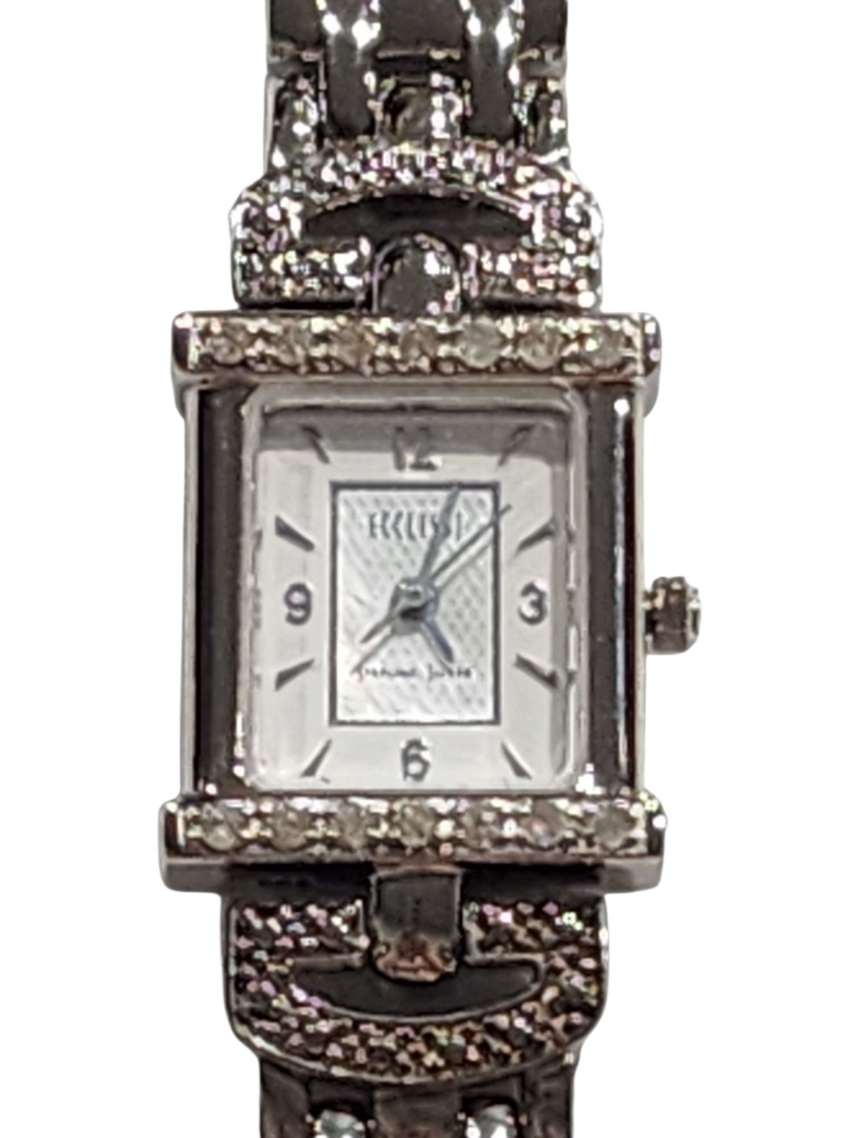 Ecclissi .925 Sterling Silver & Diamond Bezel Womens Watch 32375 – 7.25″ L As Is