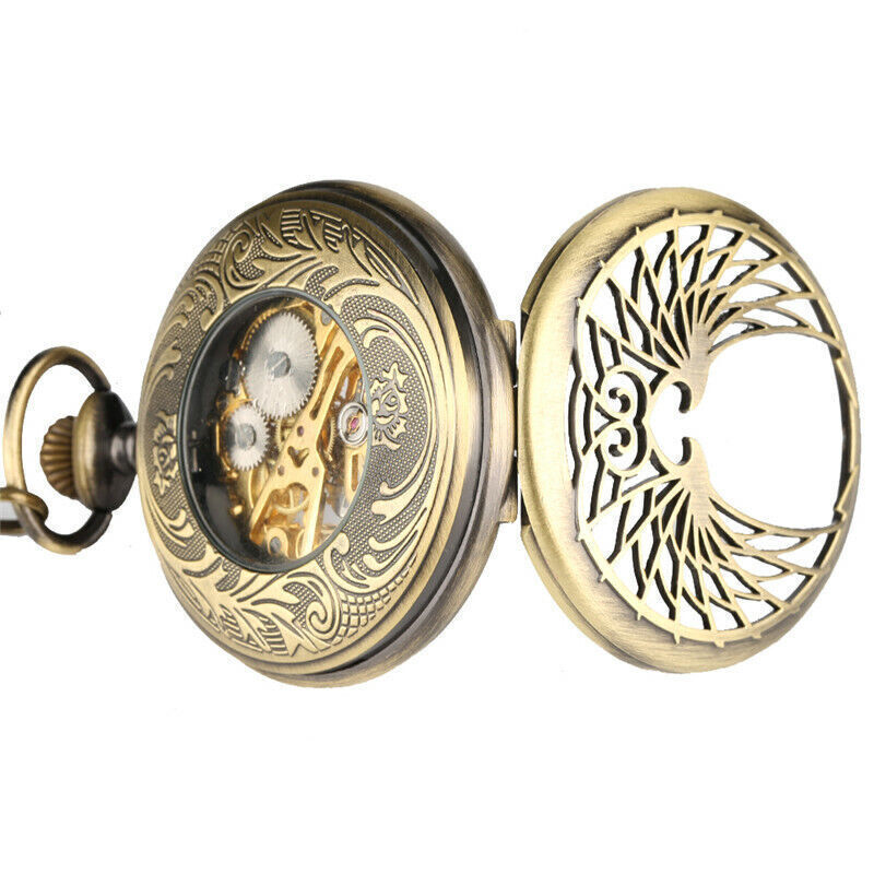 Antique Men’s Hand-winding Mechanical Pocket Watch Pendant Chain Roman Number