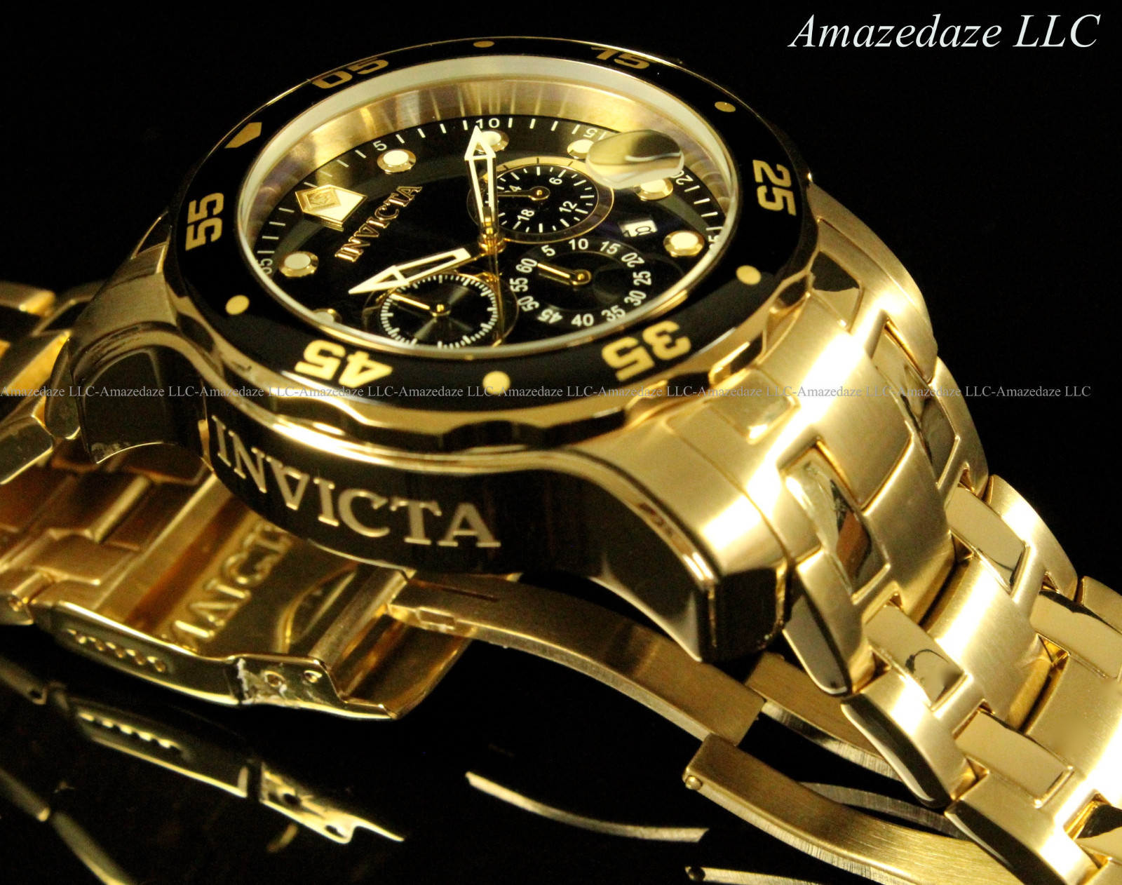 NEW Invicta Men’s Pro Diver Scuba Chronograph Stainless Steel Black Dial Watch!!