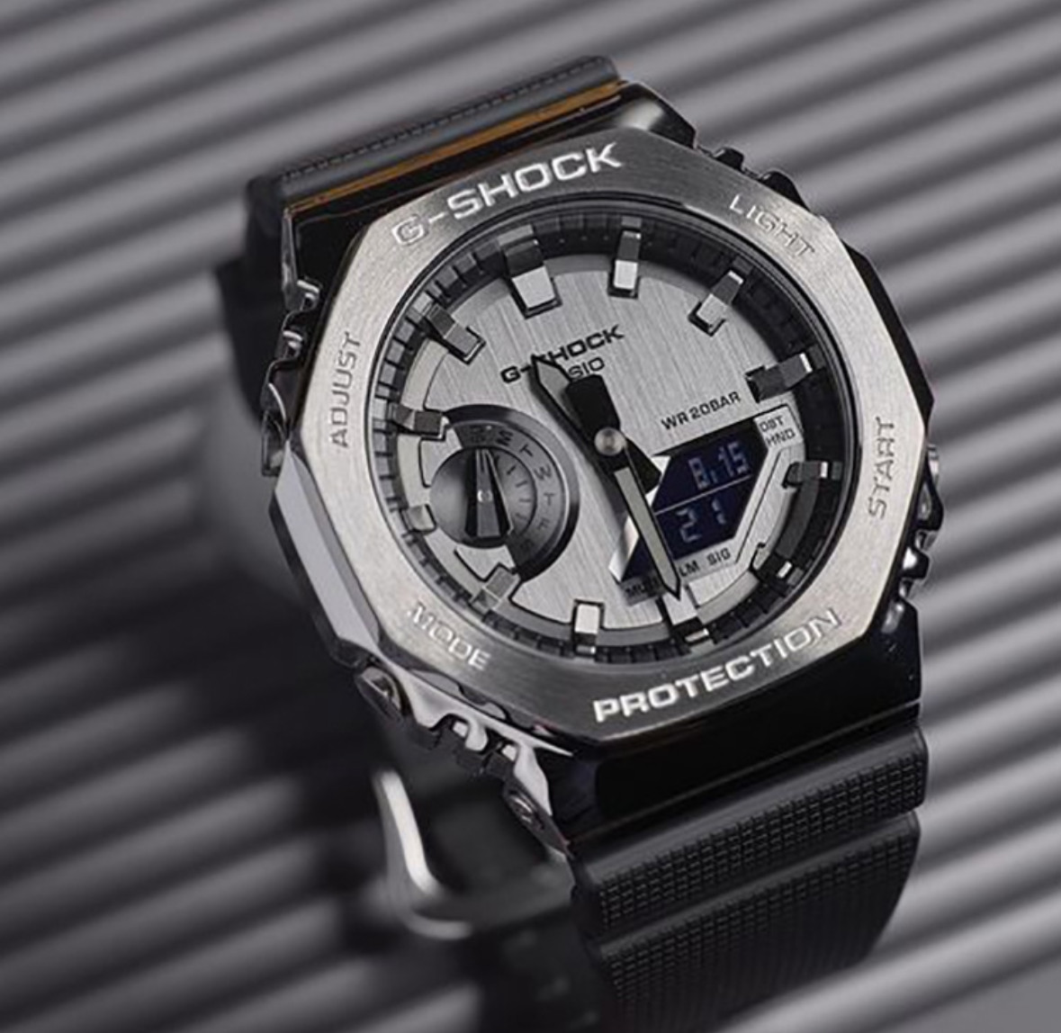 New Casio G-Shock GA2100 Silver Case Black Dial Quartz Watch Brand – With Box