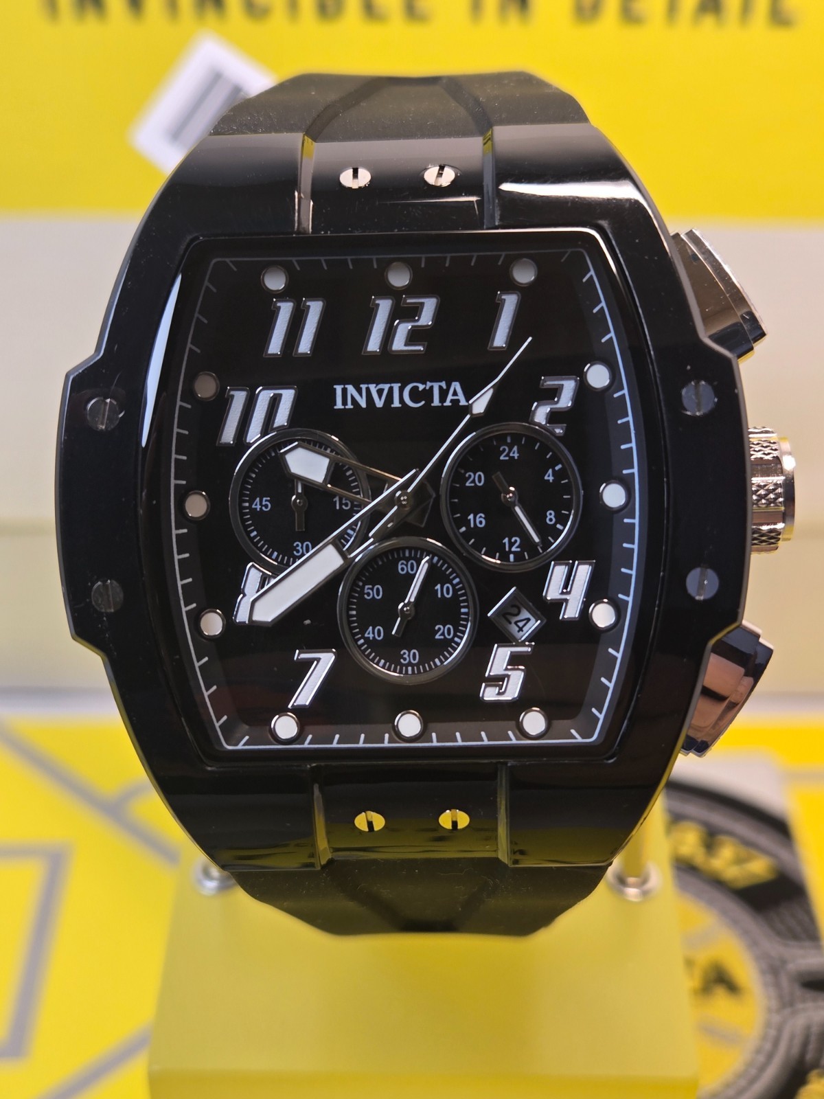 Invicta S1 Rally Anatomic Chrono Men’s Watch 47mm Black with Back Dial Date NEW