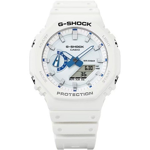 Free Special New CASIO G SHOCK GA 2100HDS 7AJF White Blue Luminous Dial 20 Bar