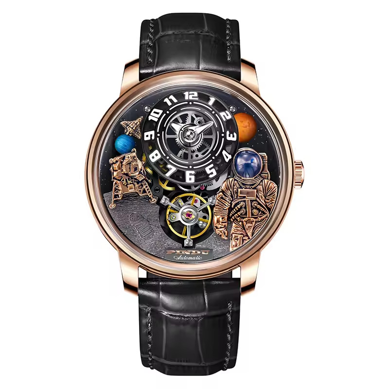 🔥PINDU Men’s Automatic Watch 45.5mm Steel Sapphire 30M PD6630 Silver Black