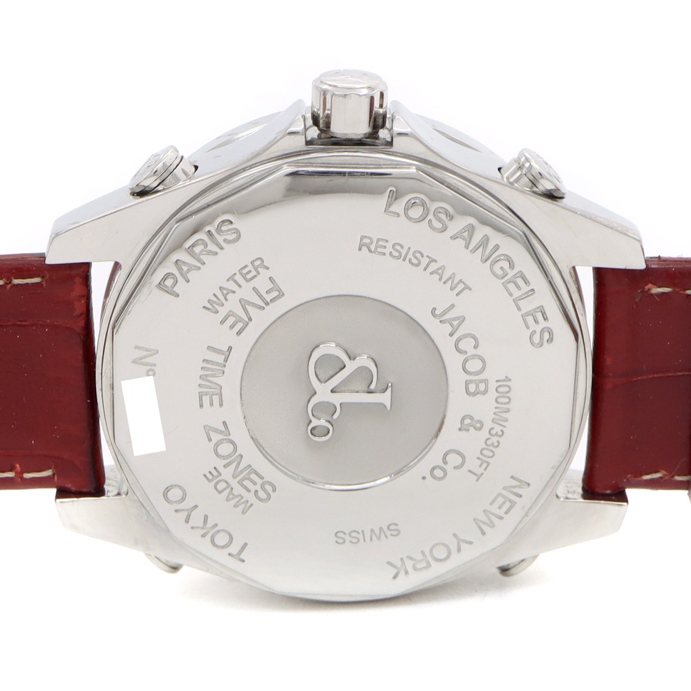 JACOB&Co. Five Time Zone Skull Diamond Multi color SS Stainless Steel Men Quartz