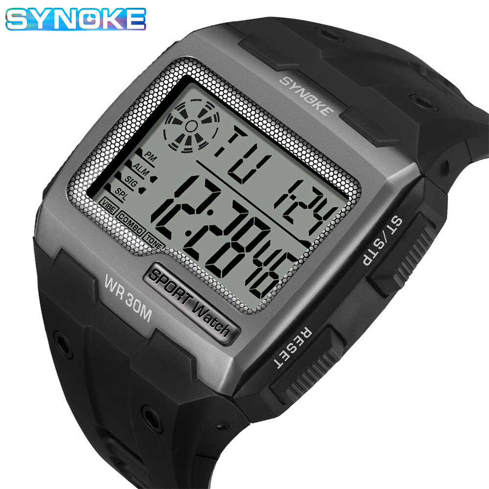 Waterproof Men Sports Watch Multifunctional Large Screen LED Display Wristwatch