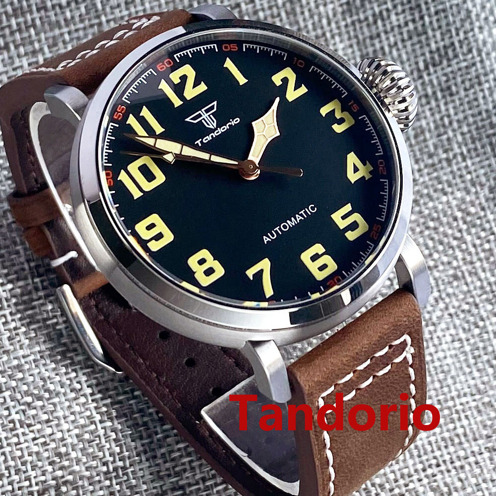 46.5mm Tandorio Sapphire Glass NH35A PT5000 Auto Movement Big Men Watch Luminous
