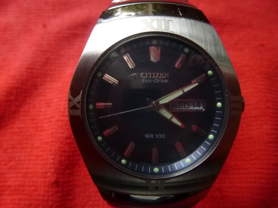CITIZEN WATCH E101–K003733 ECO-DRIVE POLISHED + BRUSHED STEEL JAPANESE MOVEMENT