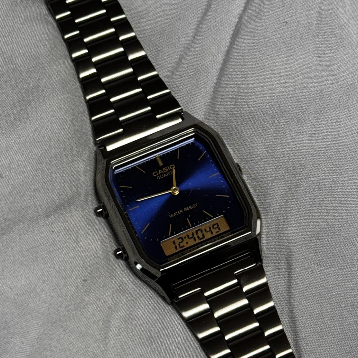 Casio Digital Analog AQ-230GG-2A Women Watch Metal Band Blue Original