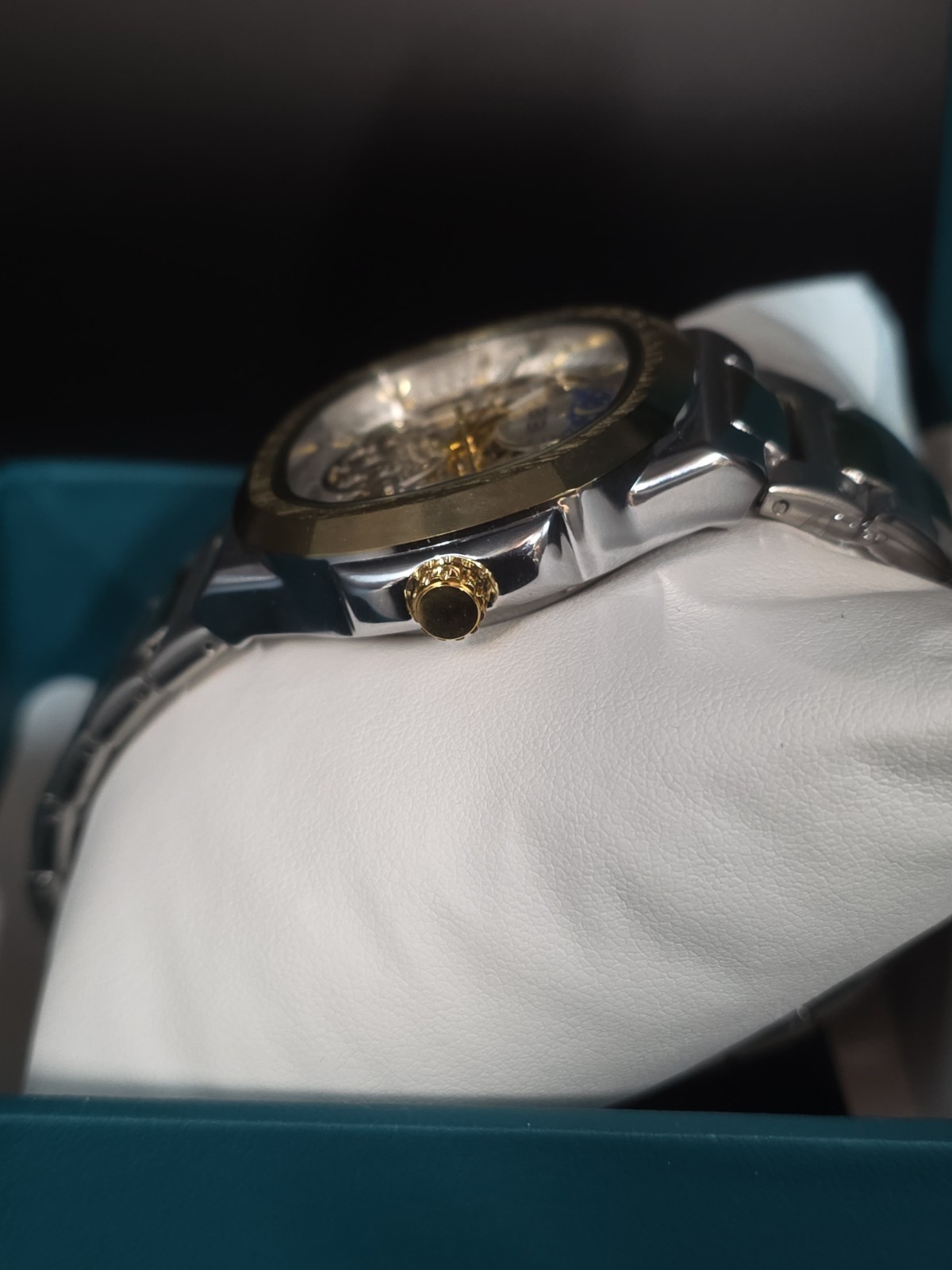 BIBI Luxury Watch Automatic Skeleton Gold And Silver Tone 9010