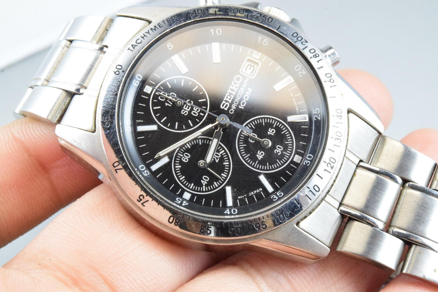 Vintage watch Seiko Chronograph 7T92-0DW0 Black Men Quartz Round 40mm