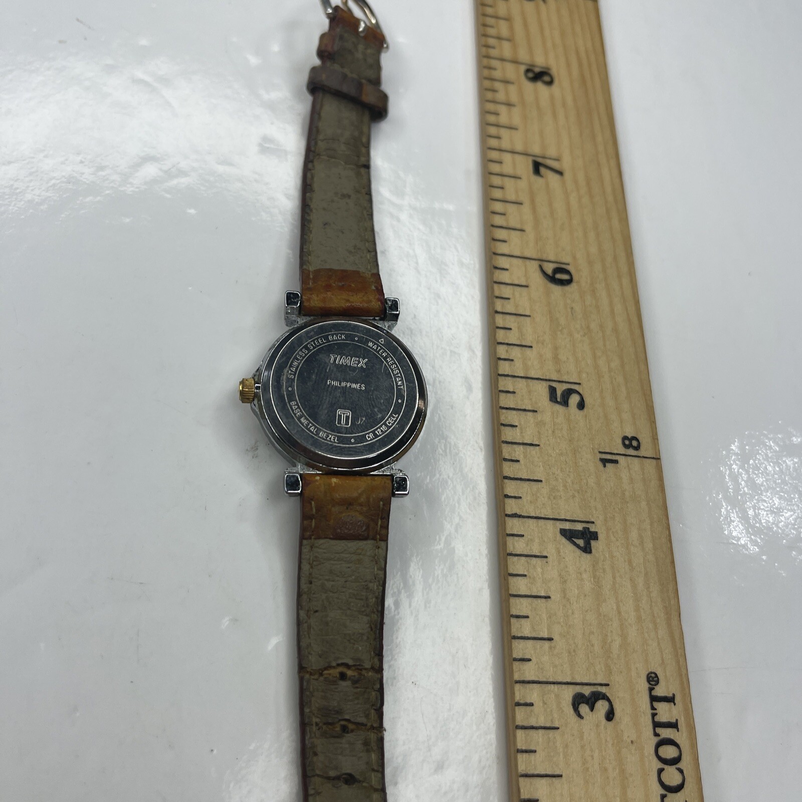A Carriage Silver Brown Leather Blue WR30M J7 Ladies Watch Untested
