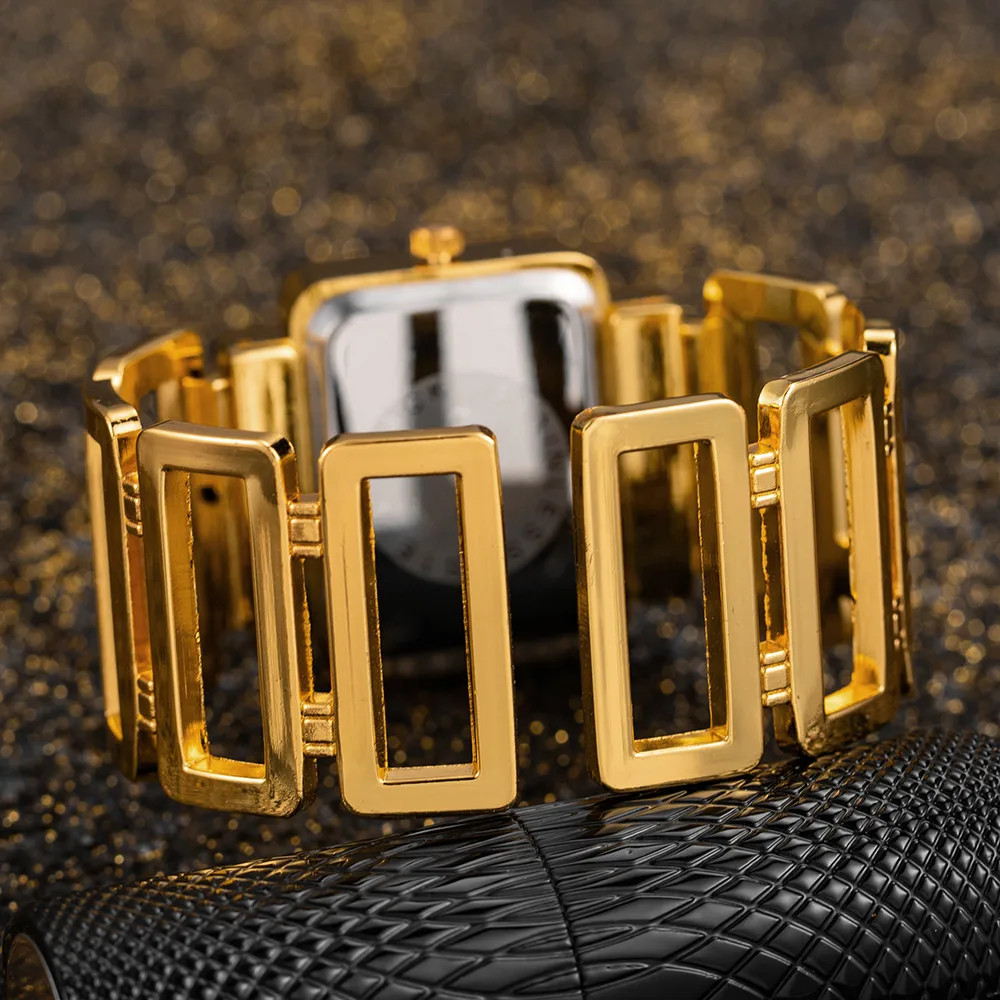 Cansnow Rectangle Ladies Wristwatch Gold Silver Bangle Watches for Women
