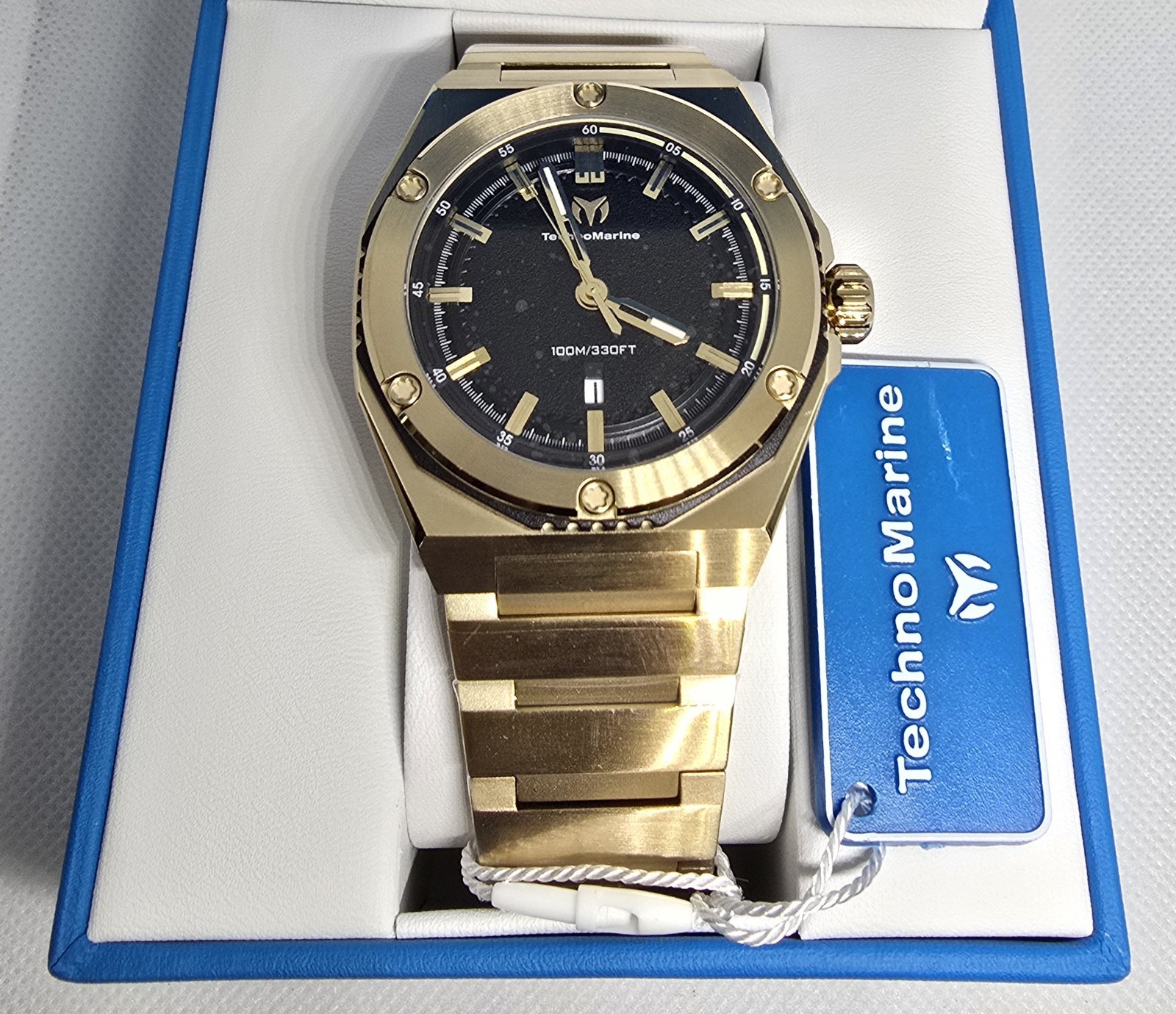TechnoMarine Corak Legacy Men’s Watch 45mm. Gold Black Dial TM-416078 New In Box