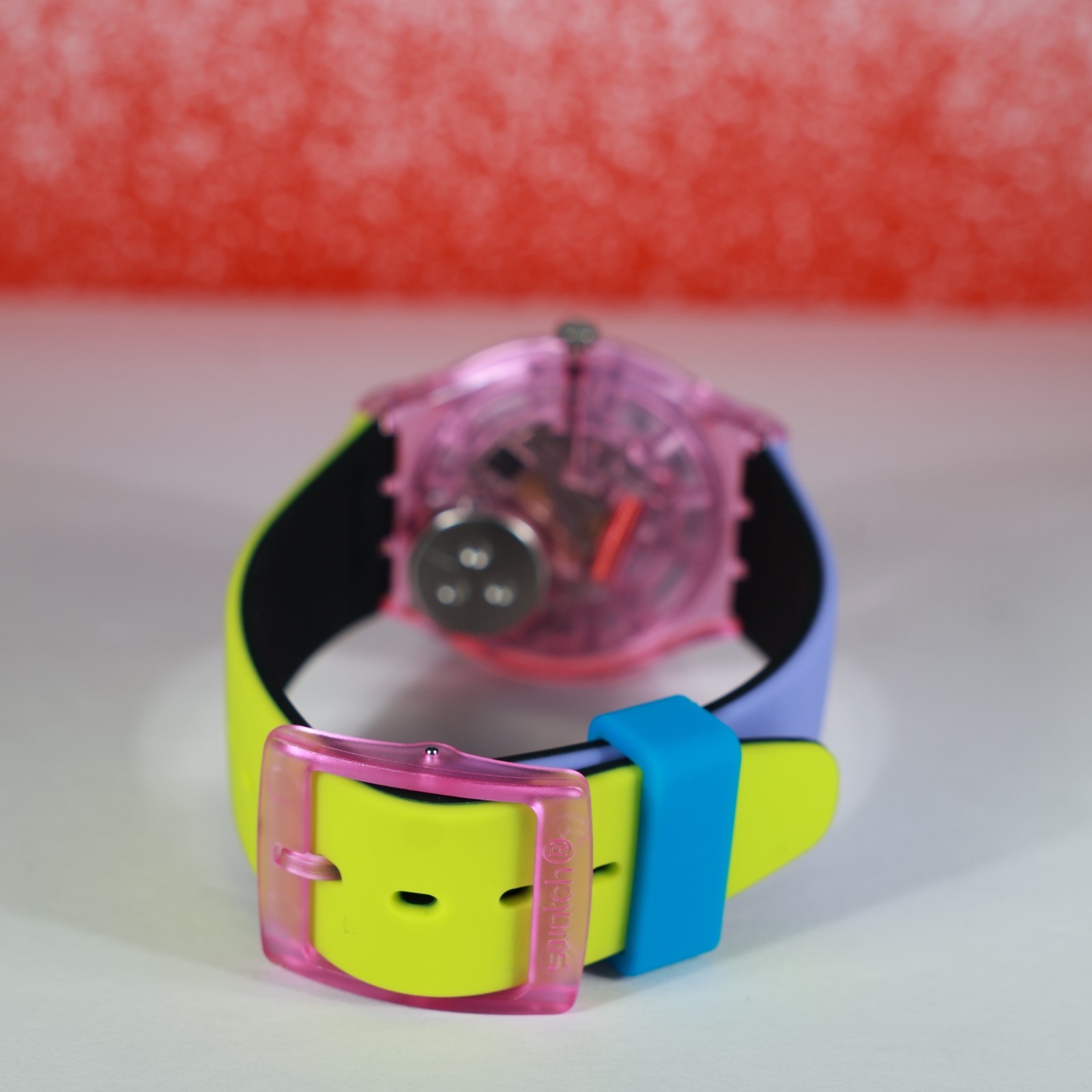 Swatch Swiss Made GP143 34MM Circle in Circle Pink Green Light Purple Circle Spo