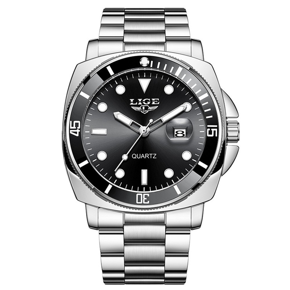 LIGE Men Watch Brand Luminous Wristwatch Business Male Calendar Steel Watches