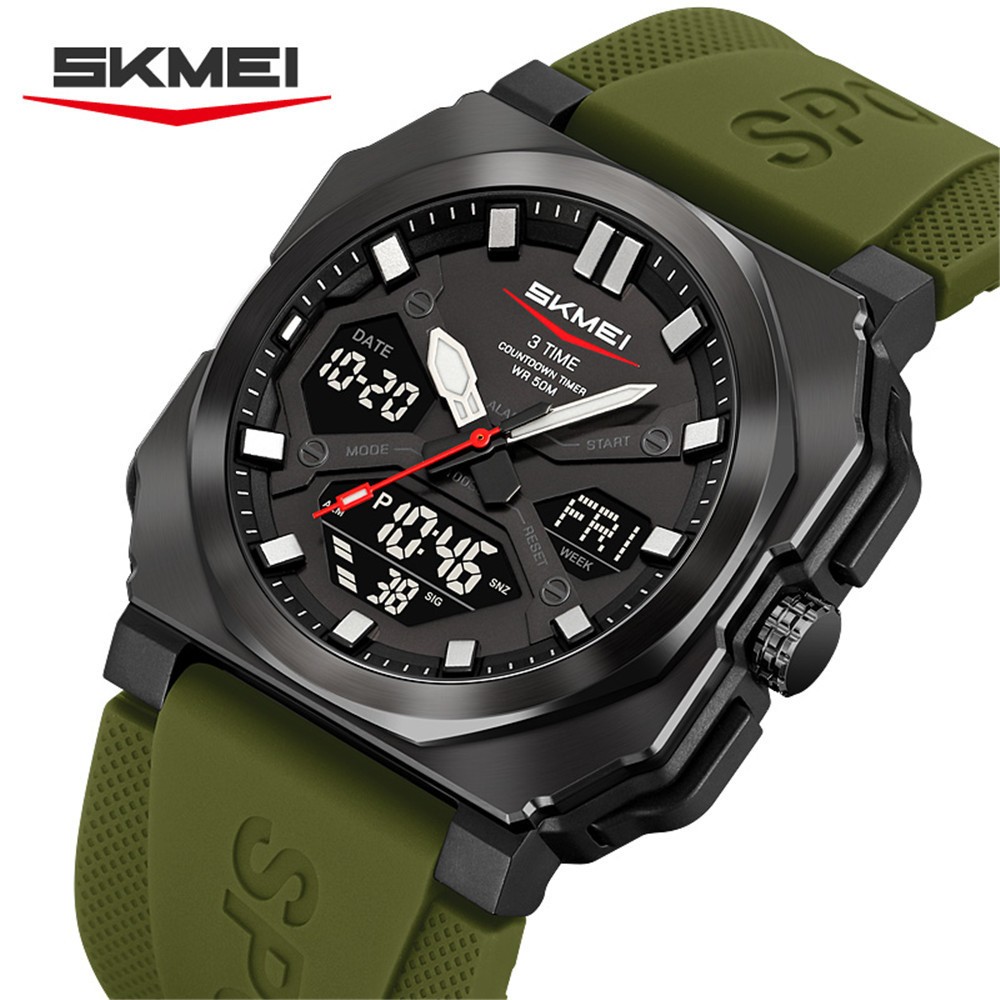 SKMEI Men Watch Digital Electronic Wristwatch Large Dial Silicone Sport Watches