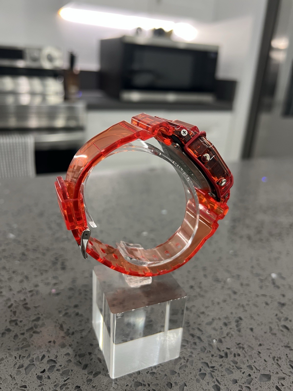 Gshock DW5600 Mod Custom Skmei Watch Clear Red & Travel Case