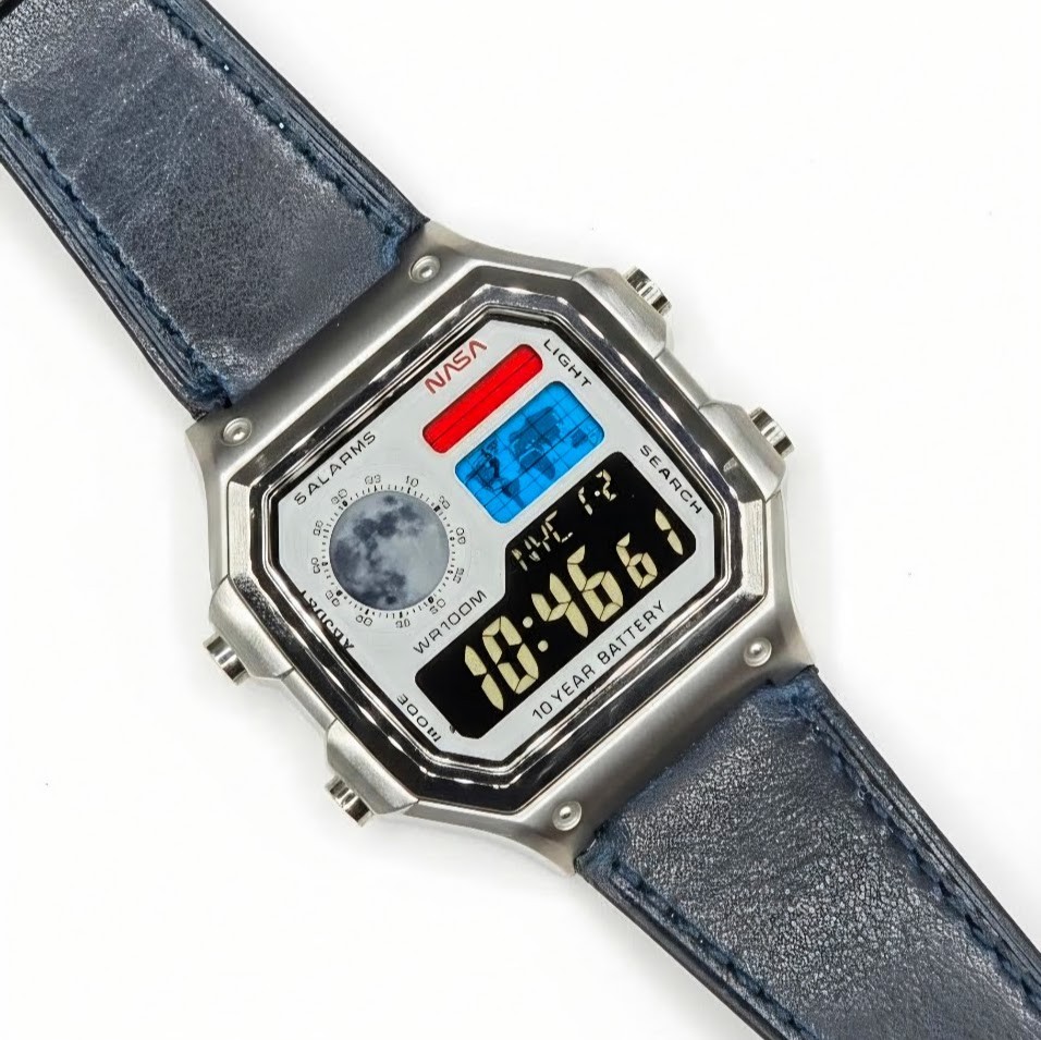 NASA Based on CASIO AE-1200WHD. Royale Watch Mod. Negative Display – Steel Case