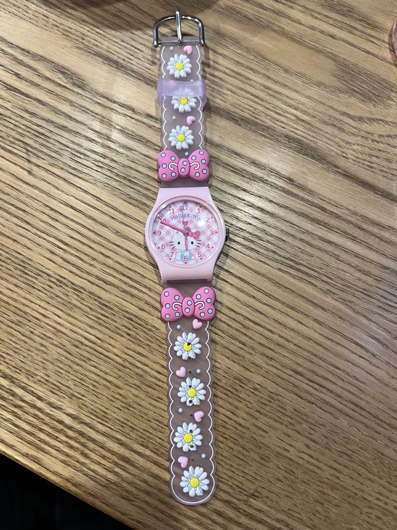 Hello Kitty Pink Floral Ribbon Watch Used