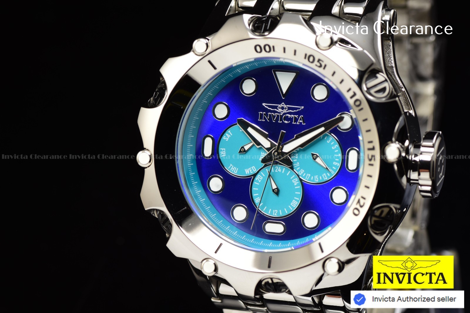 Invicta Reserve Venom FUSION Quartz Turquoise Dial Men’s High Polish SS Watch
