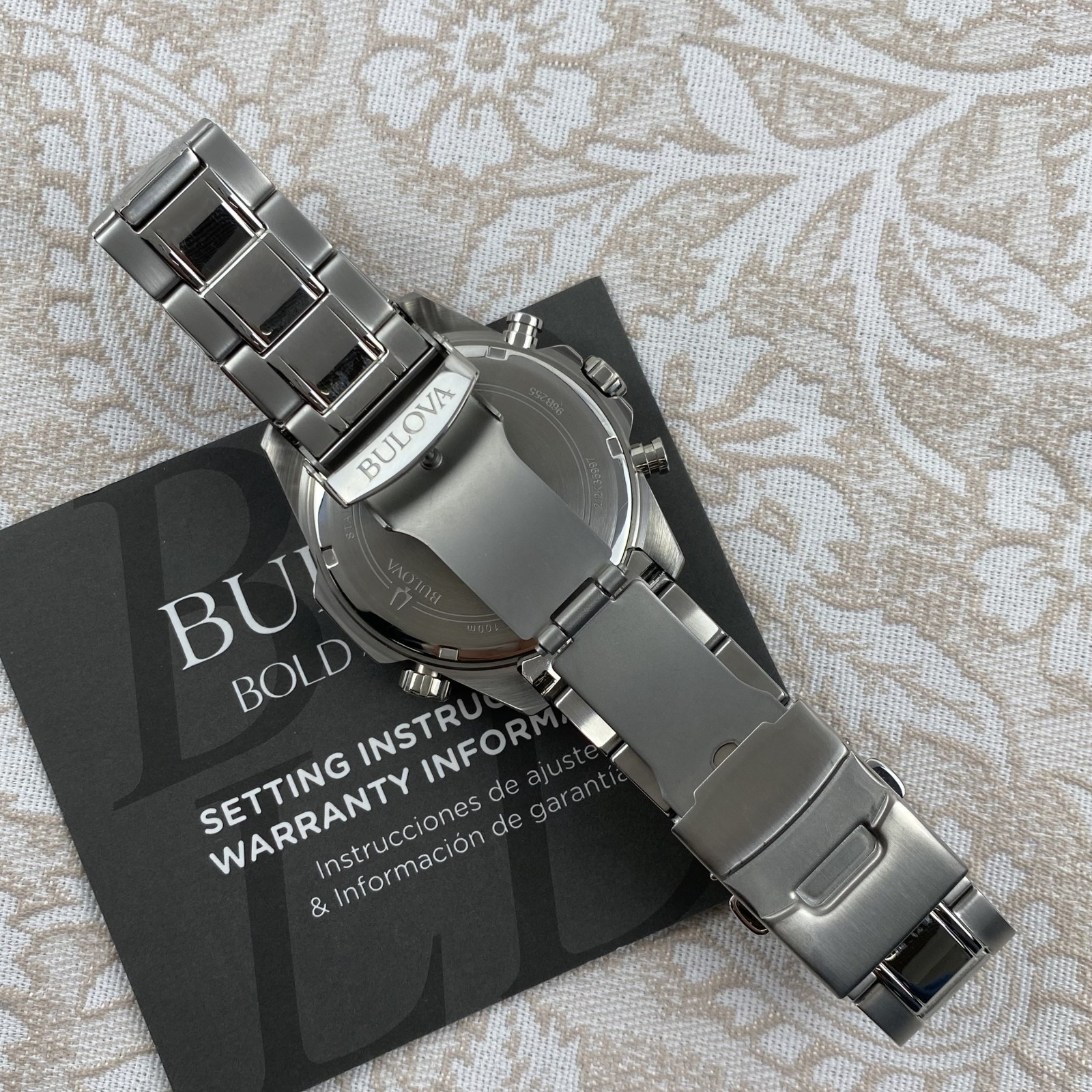 Bulova Marine Star 96B255 White Dial Stainless Chronograph Men’s Quartz Watch