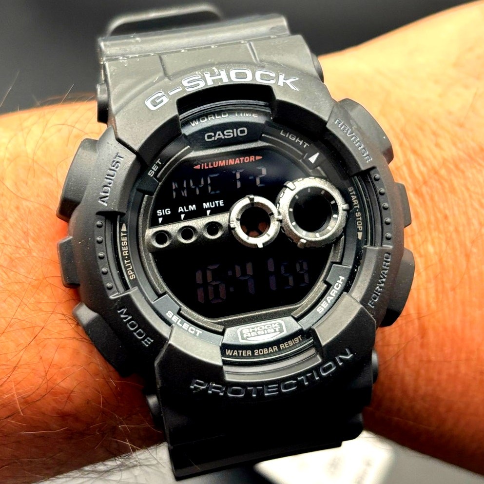 Casio G-Shock GD100-1B Black Digital High Brightness World Time 200M Watch NIBWT