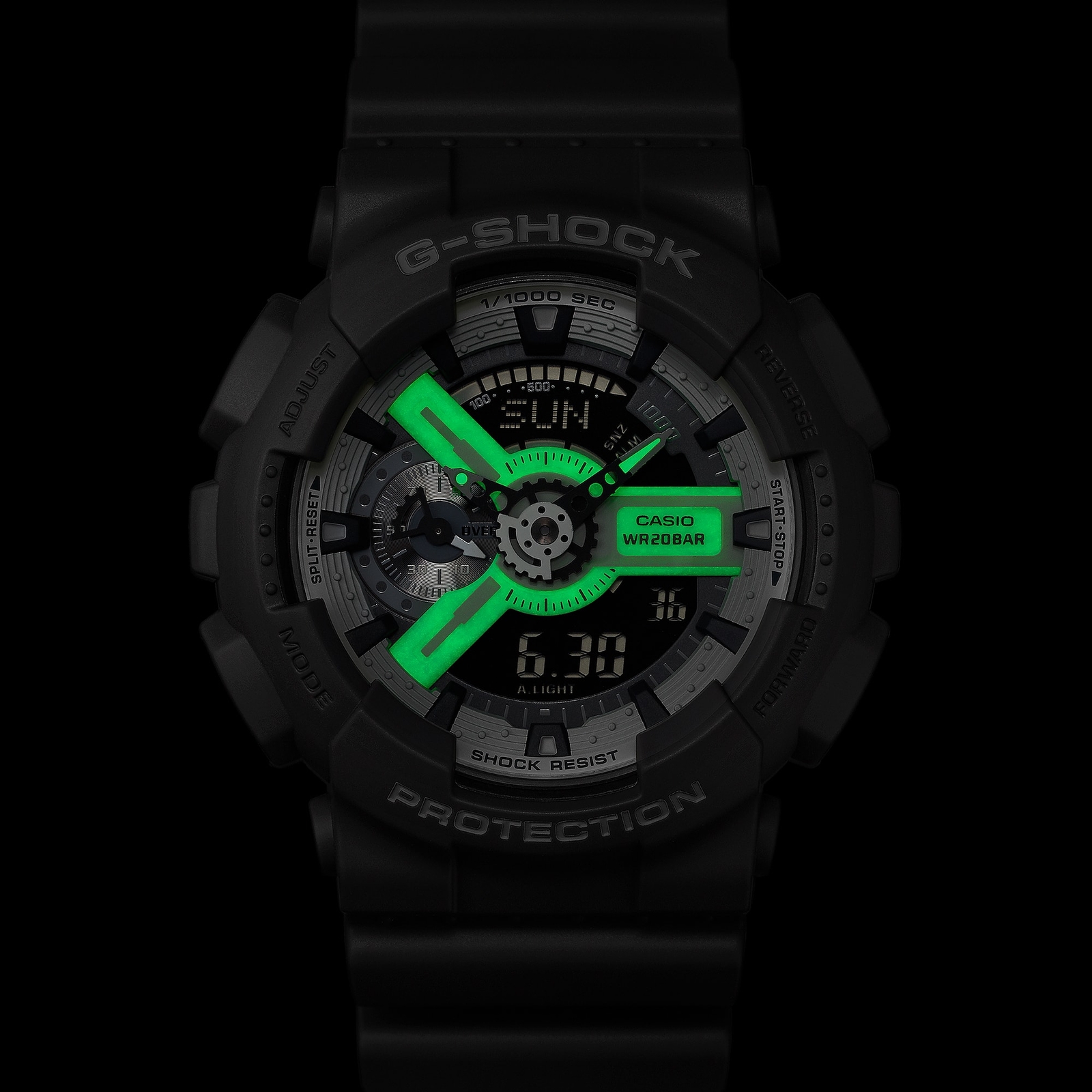 CASIO G-SHOCK GA-110HD-8AJF HIDDEN GLOW Series Watch Gray Luminous Dial 51.2mm