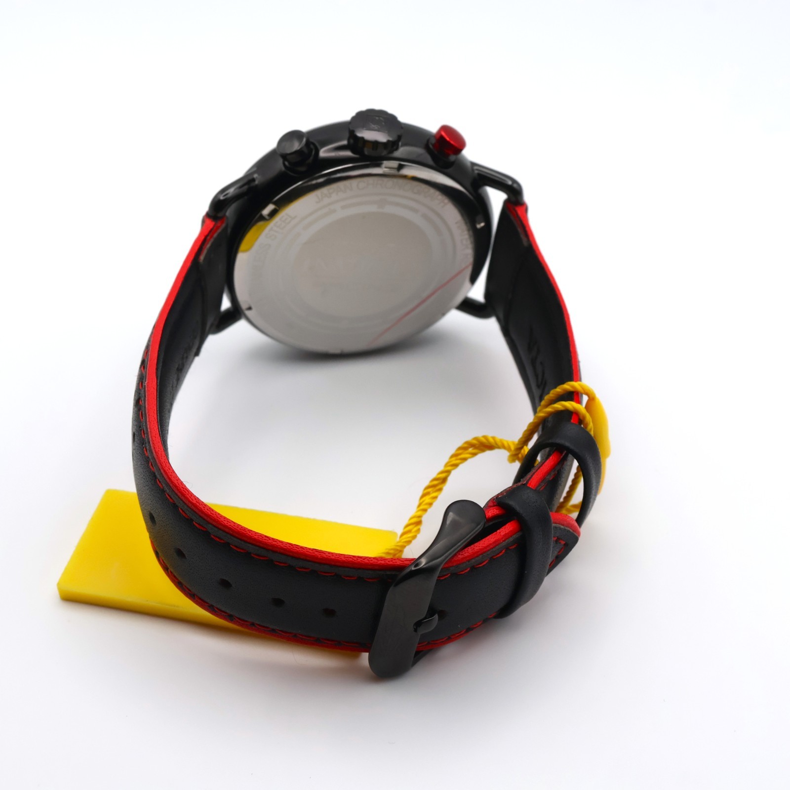 Invicta Racing Chronograph 49366 44mm Black Red Dial Leather Strap Date Quartz