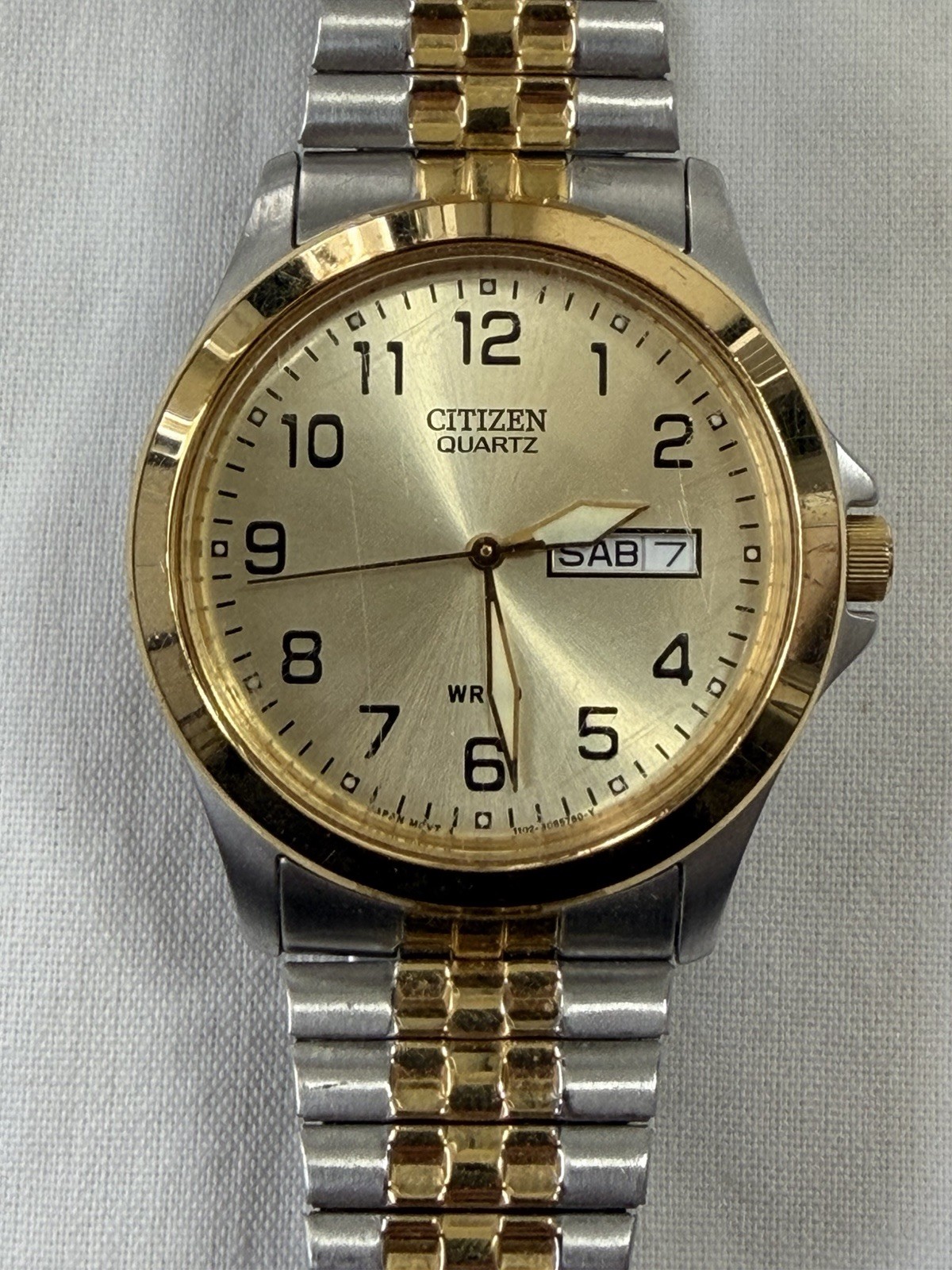 Citizen Quartz 1102-S056039 Men’s Two Tone Day Date Champ Dial Expand Band
