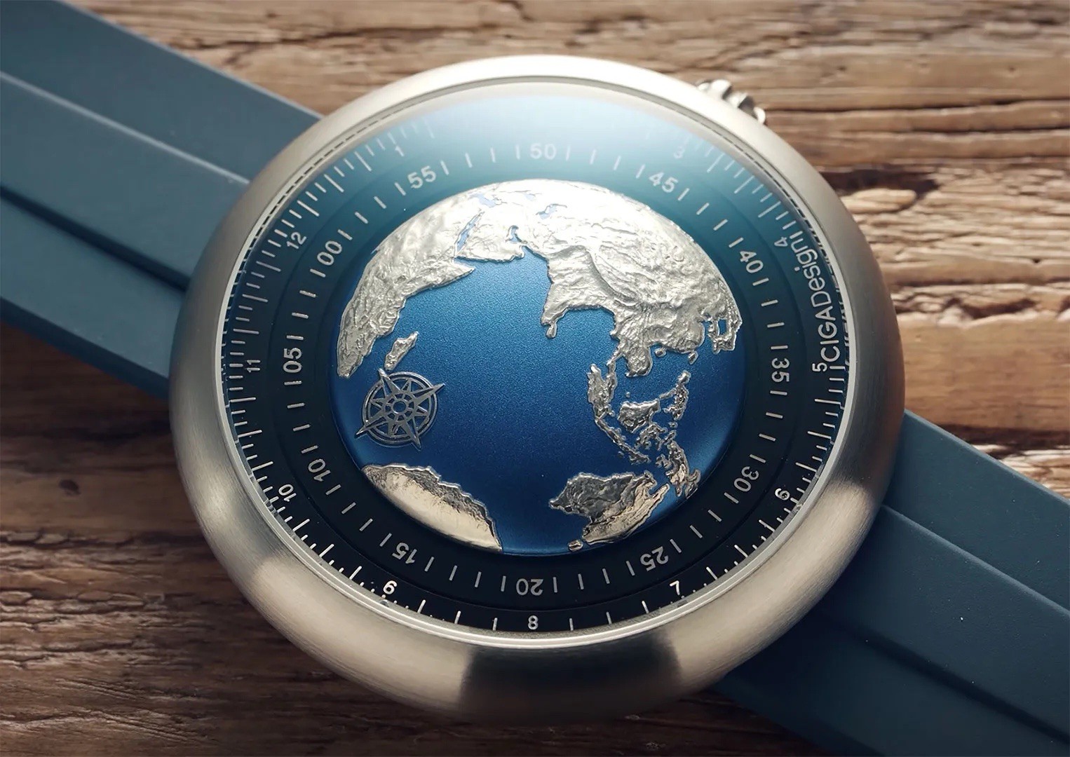 Ciga Luxury Timepiece Blue Planet Automatic Titanium Mens Watch Waterproof 46mm