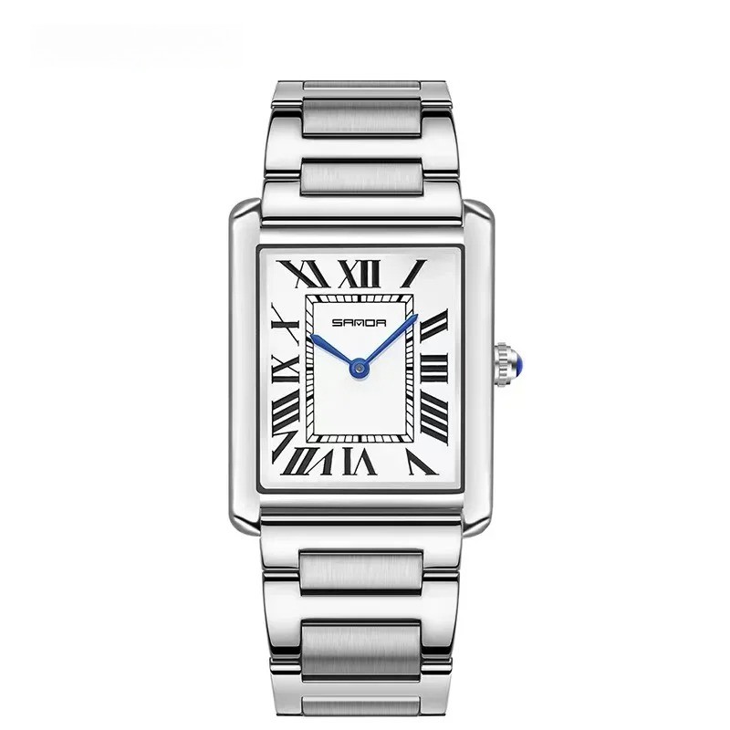 Men Women Square Dial Quartz Watch Leather Strap Waterproof Sport Casual