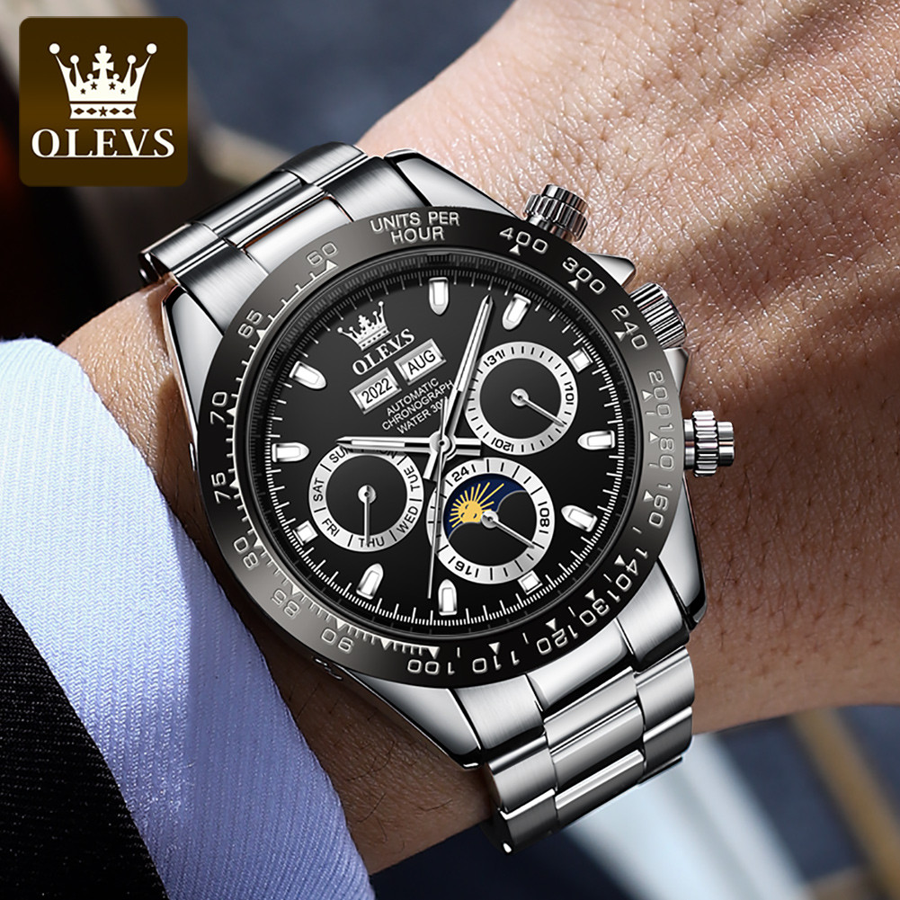OLEVS Men Automatic Mechanical Luxury Stainless Steel Luminous Waterproof Watch