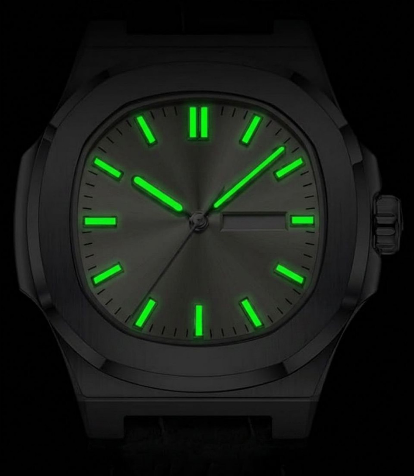 Luxury Men’s Quartz Silver Dial Watch Date Luminous Black Leather Strap Poedagar