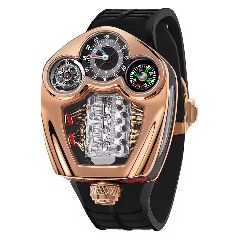 ?USA?PINDU Engine Series Personality Leisure Barrel Hollow Men’s P6658 Watch